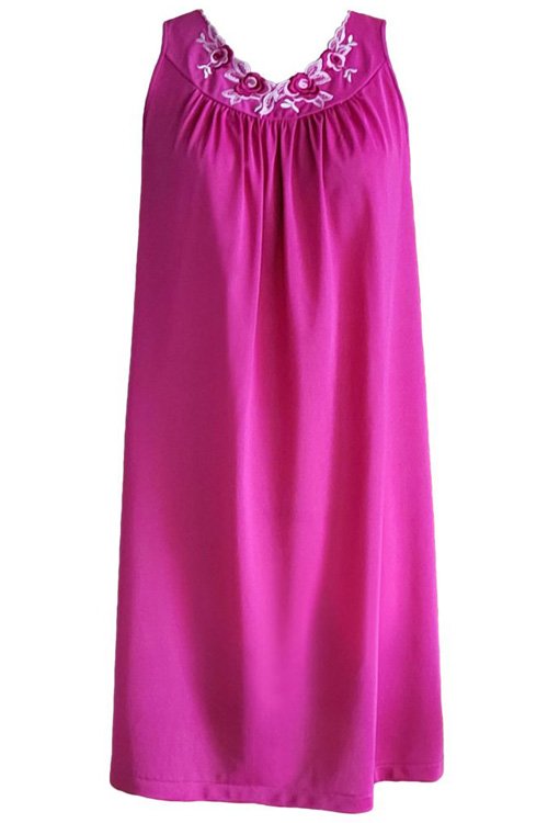Shadowline Lingerie by Velrose Short Sleeveless Nightgown - Raspberry - source image 56648