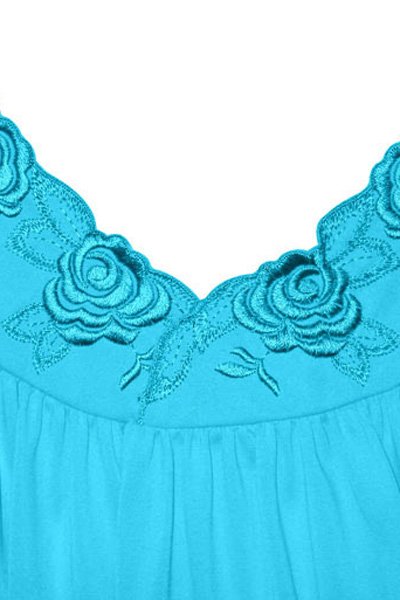 Shadowline Lingerie by Velrose Short Sleeveless Nightgown - Turquoise - source image 56650