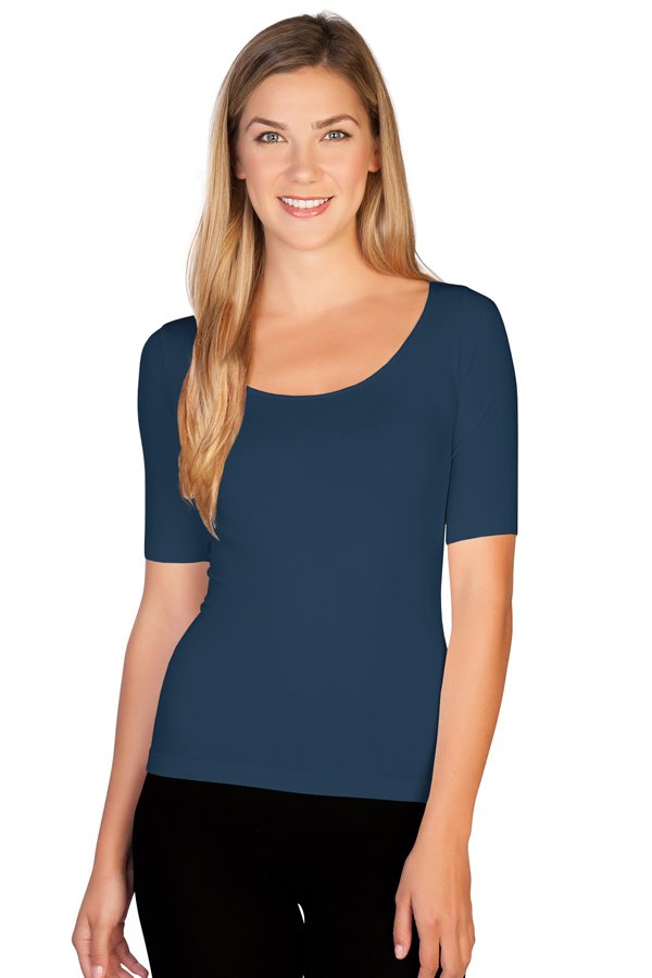Skinny Tees Reversible Scoop Neck Tee - Denim - source image 5262