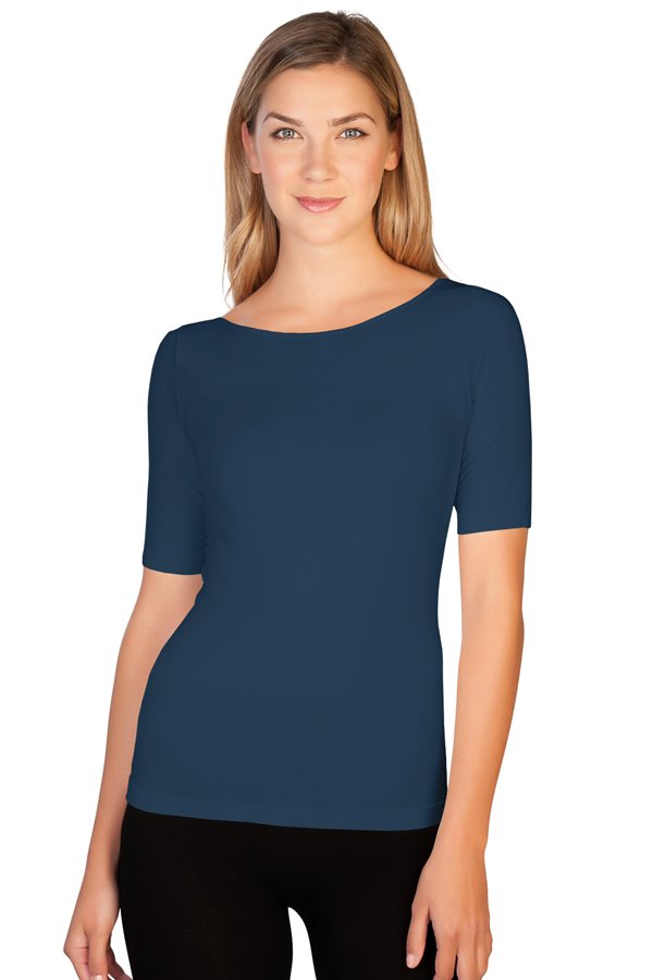 Skinny Tees Reversible Scoop Neck Tee - Denim - source image 41123