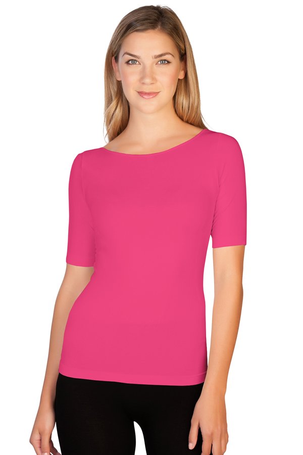 Skinny Tees Reversible Scoop Neck Tee - Honeysuckle - source image 41128