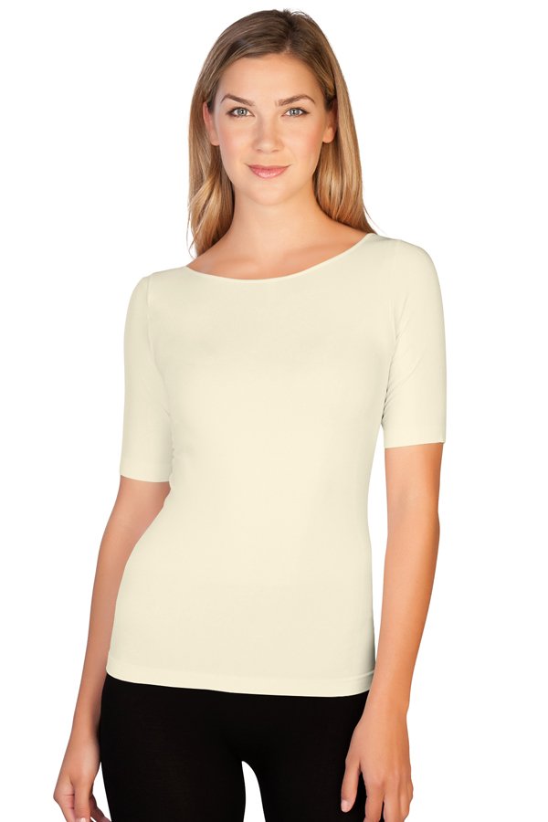 Skinny Tees Reversible Scoop Neck Tee - Ivory - source image 41130