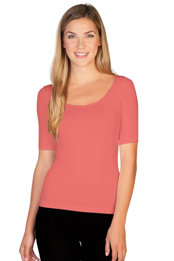 Skinny Tees Reversible Scoop Neck Tee - Melon - source image 24425