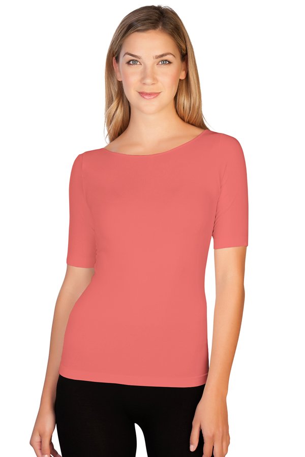 Skinny Tees Reversible Scoop Neck Tee - Melon - source image 41124