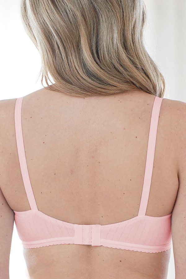 Bestform Striped Wireless Cotton Bra with Lightly Lined Cups - Bitter Sweet Pink - source image 54897