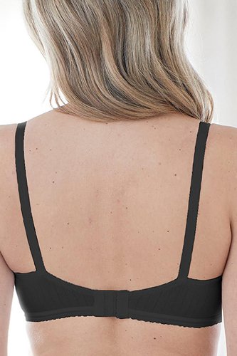Bestform Striped Wireless Cotton Bra with Lightly Lined Cups - Black - source image 54895