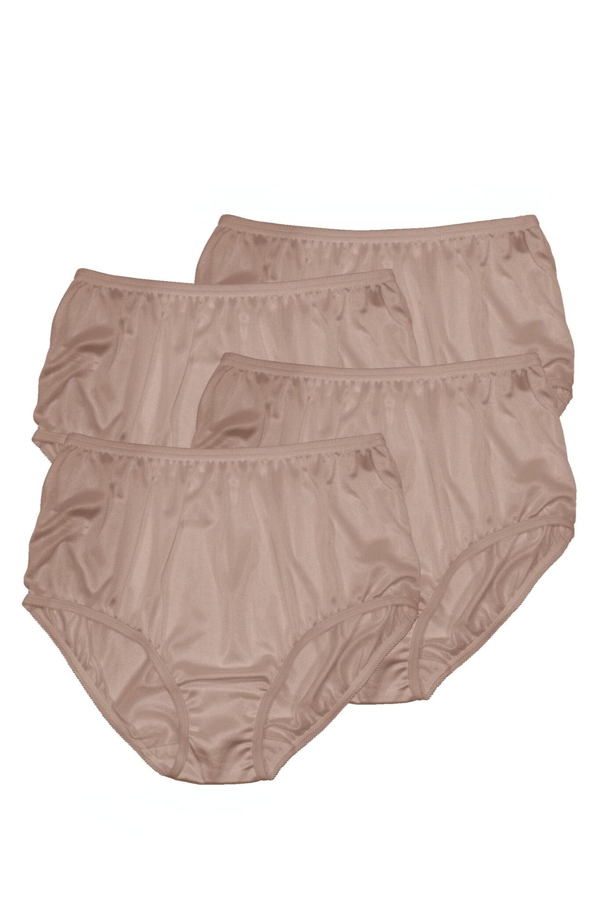 Teri Lingerie Plain Jane Full Cut Nylon Brief 4-Pack - Mocha - source image 70665