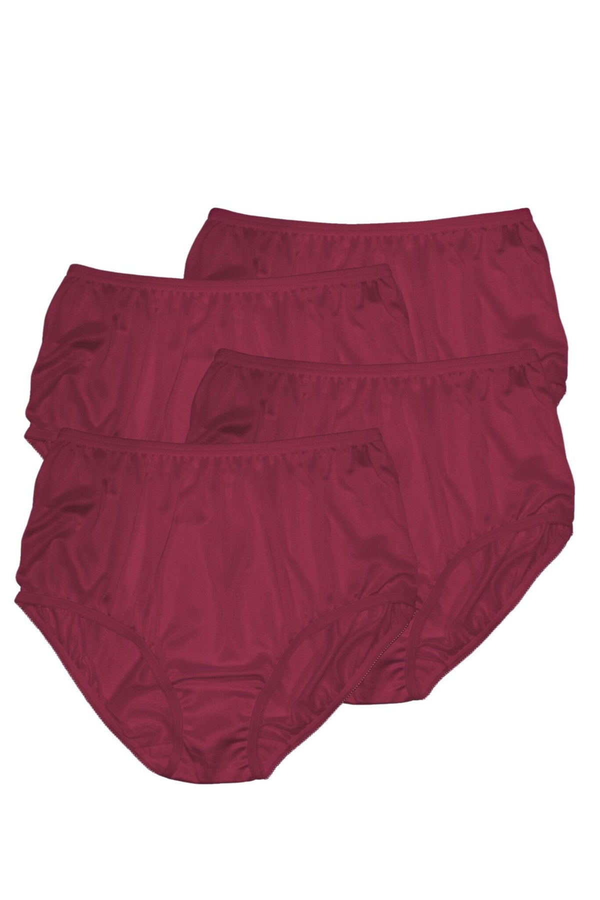 Teri Lingerie Plain Jane Full Cut Nylon Brief 4-Pack - Wine - source image 70662