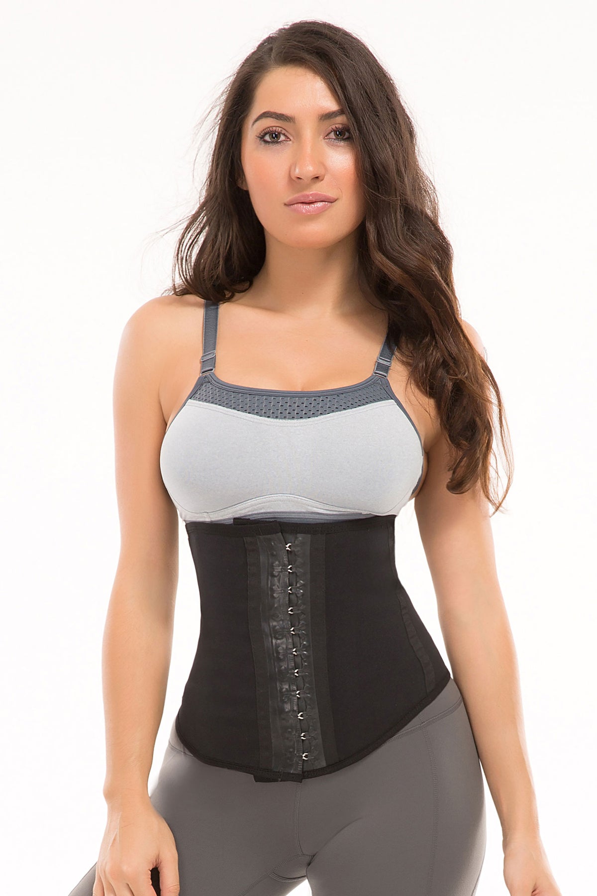 TruFigure Sport Latex Waist Cincher w/ 3-Hooks - Black - source image 22022