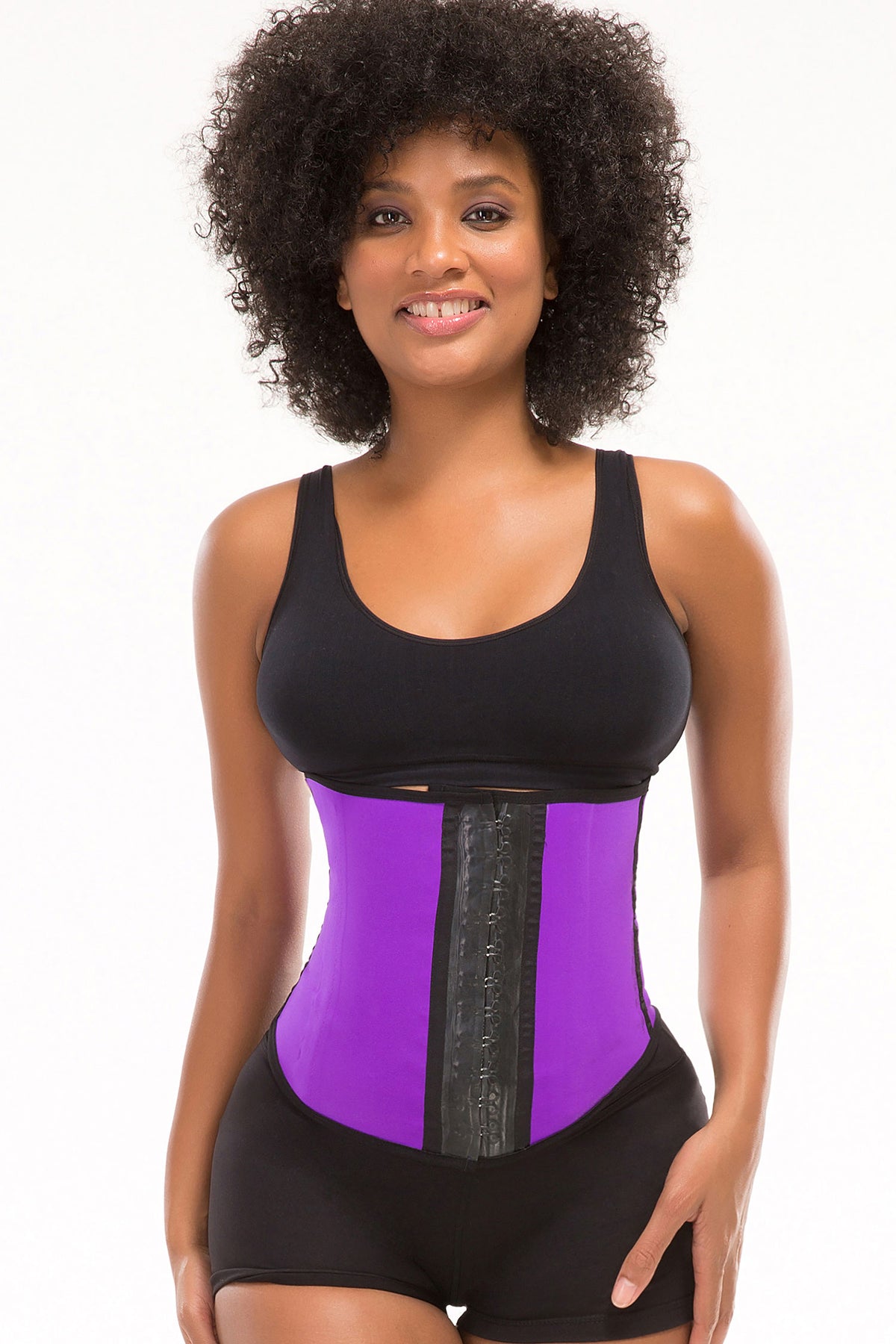 TruFigure Sport Latex Waist Cincher w/ 3-Hooks - Purple - source image 17287