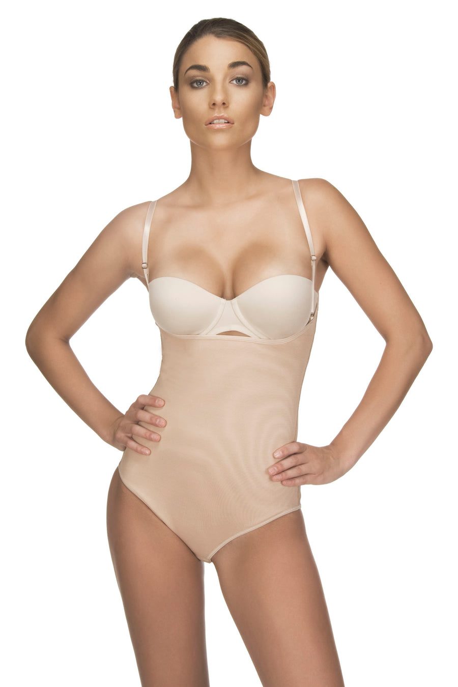 Vedette Bianca Medium Control Braless Body Shaper - Camel - source image 7268