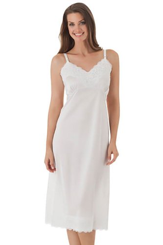 Velrose Lingerie Classic Full Slip with Wide Lace - White - source image 46530