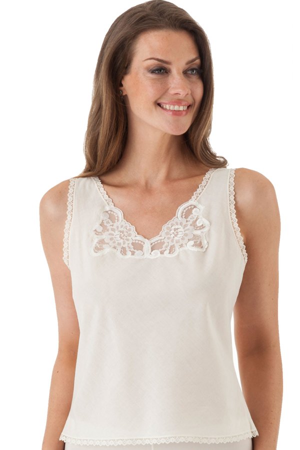 Velrose Lingerie Cotton Batiste Camisole - Ivory - source image 46171