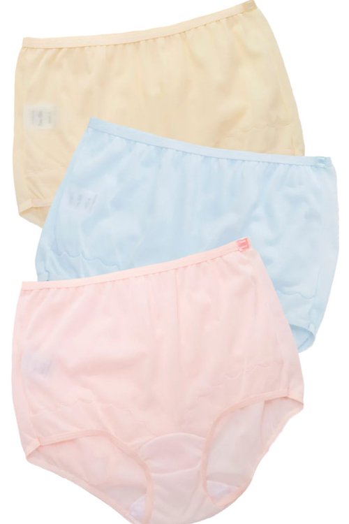 Velrose Lingerie Dixie Belle Scallop Trim Full Panty, 3-Pack - Beige/Blue/Pink - source image 65346