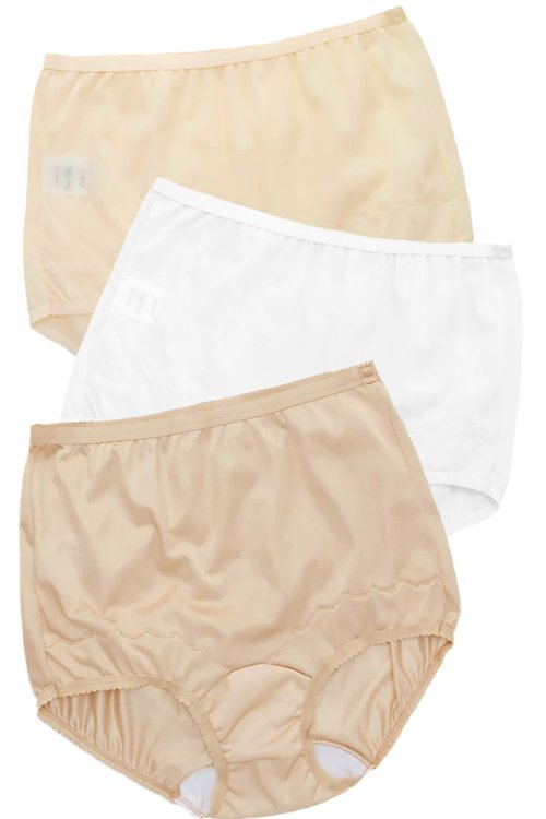Velrose Lingerie Dixie Belle Scallop Trim Full Panty, 3-Pack - Beige/White/Nude - source image 65347