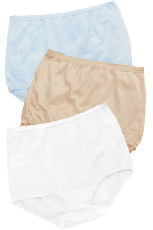 Velrose Lingerie Dixie Belle Scallop Trim Full Panty, 3-Pack - Blue/Nude/White - source image 65348