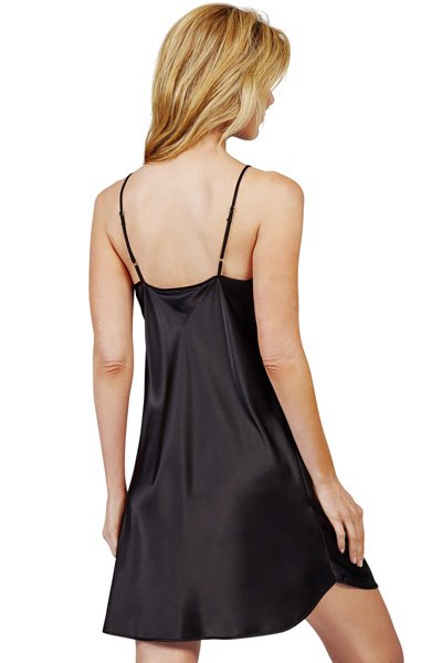 Velrose Lingerie Satin Essentials Adjustable Strap Chemise - Black - source image 46128