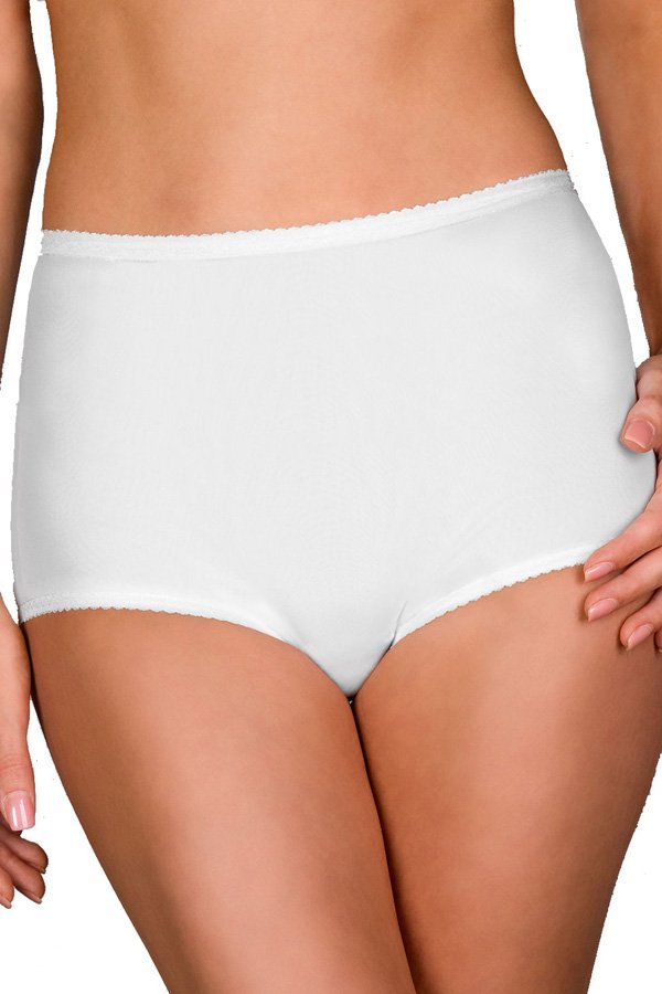 Shadowline Lingerie by Velrose Nylon Seamless Full Brief Panty - White - source image 46206