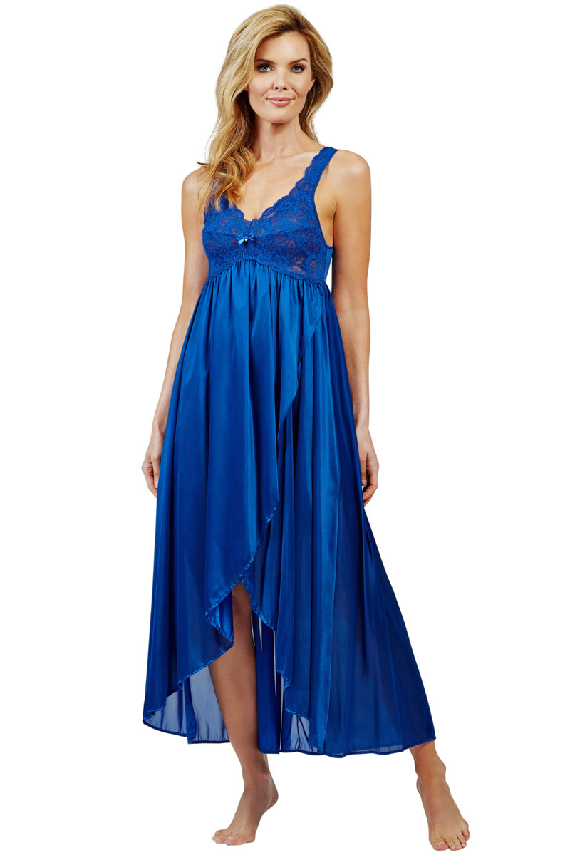 Shadowline Lingerie by Velrose Silhouette Long Lace Nightgown and Robe Set