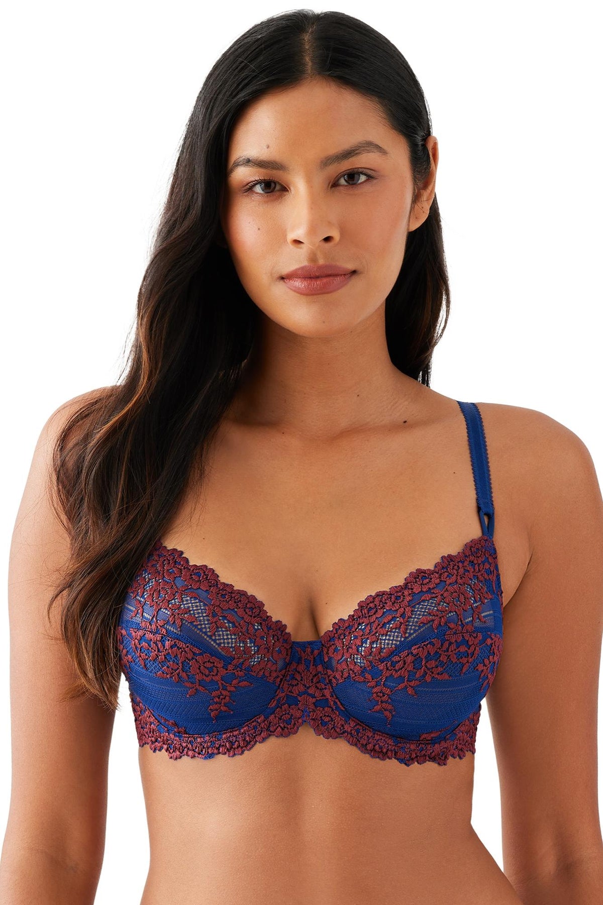 Wacoal Embrace Lace® Underwire Bra - Blue Depths/Cordovan - source image 65873