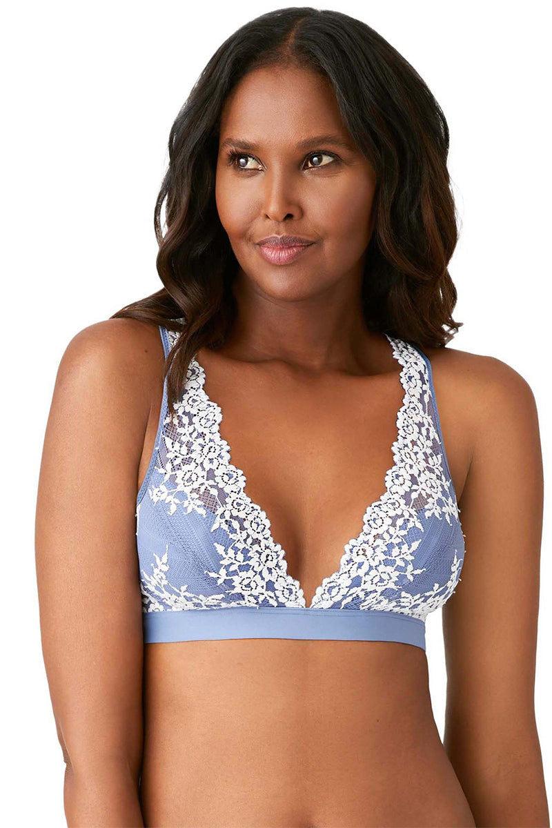 Wacoal Embrace Lace® Wire Free Bralette - Pastel Parchment/Blue Multi - source image 62373
