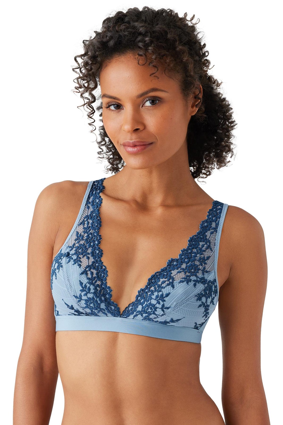 Wacoal Embrace Lace® Wire Free Bralette - Windward Blue/Titan - source image 65925